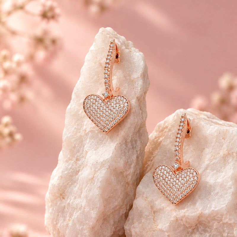 Valentine's Gift for Girlfriend: 10 Romantic Jewellery Ideas - Miayaa Grande Pavé Heart Drop Hoop Earrings by Miayaa