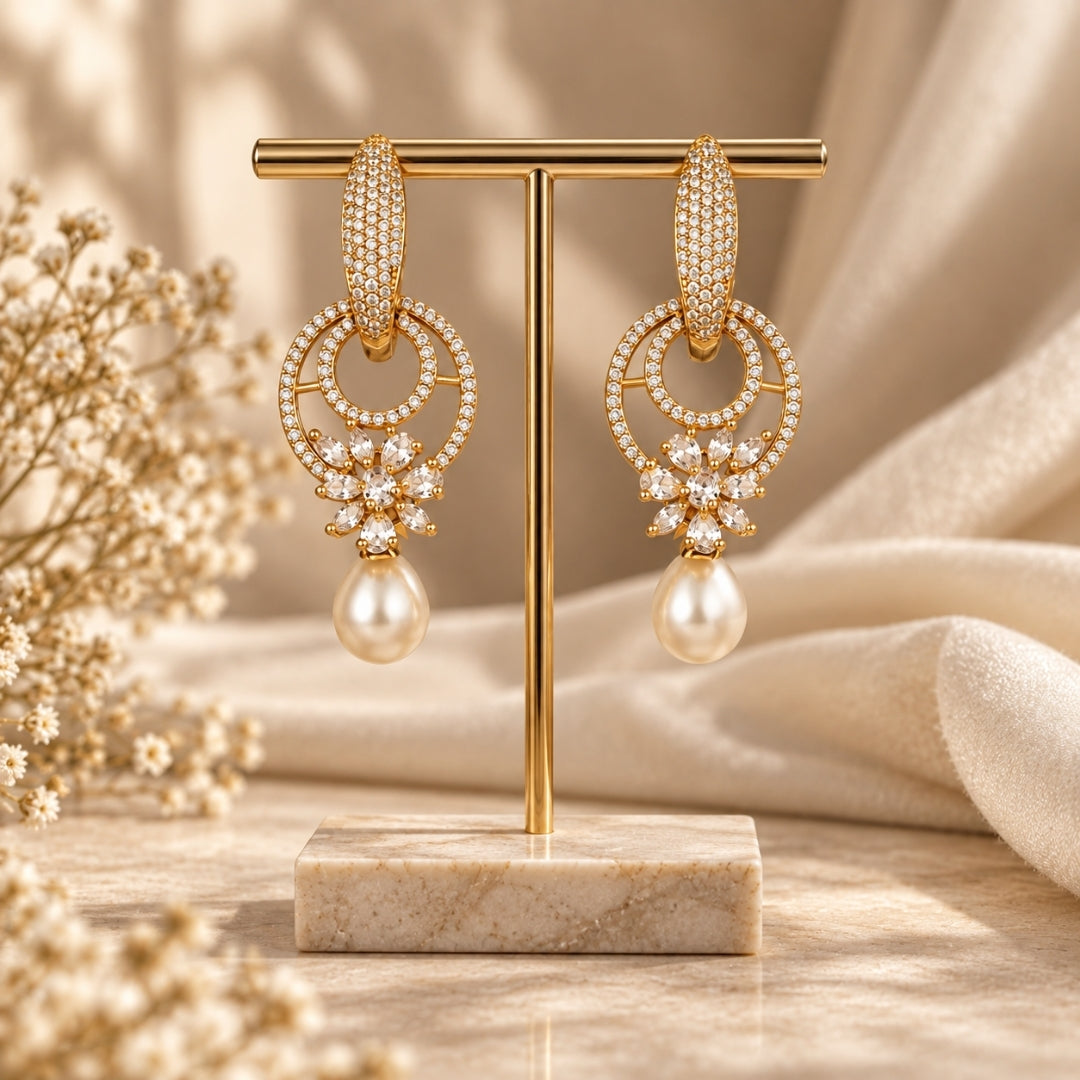 Miayaa Orb Pearl Drop Earrings