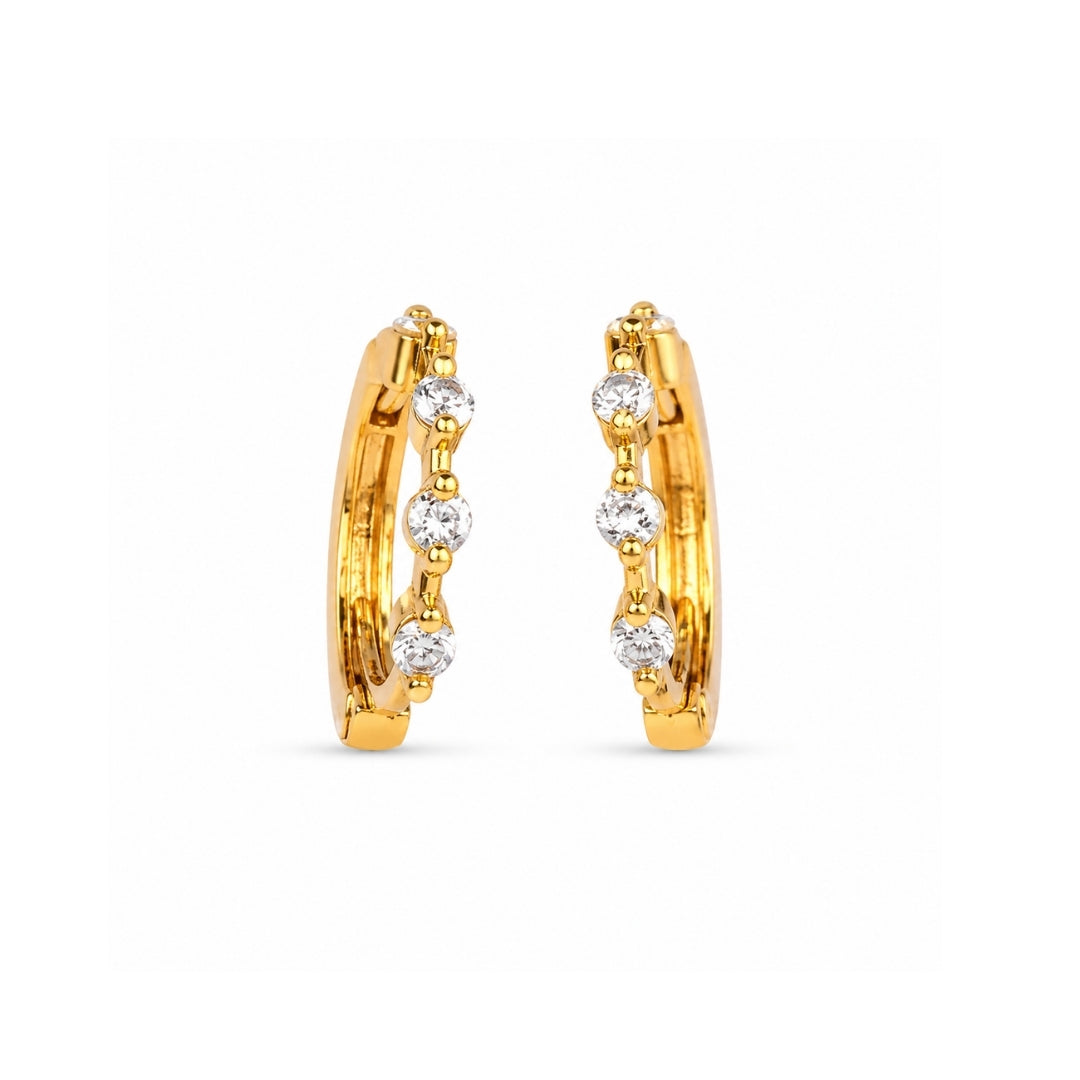 Miayaa Trio Solitaire Crystal Hoop Earrings - white background