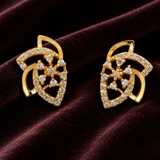 Miayaa Lotus Lattice Crystal Stud Earrings - lifestyle
