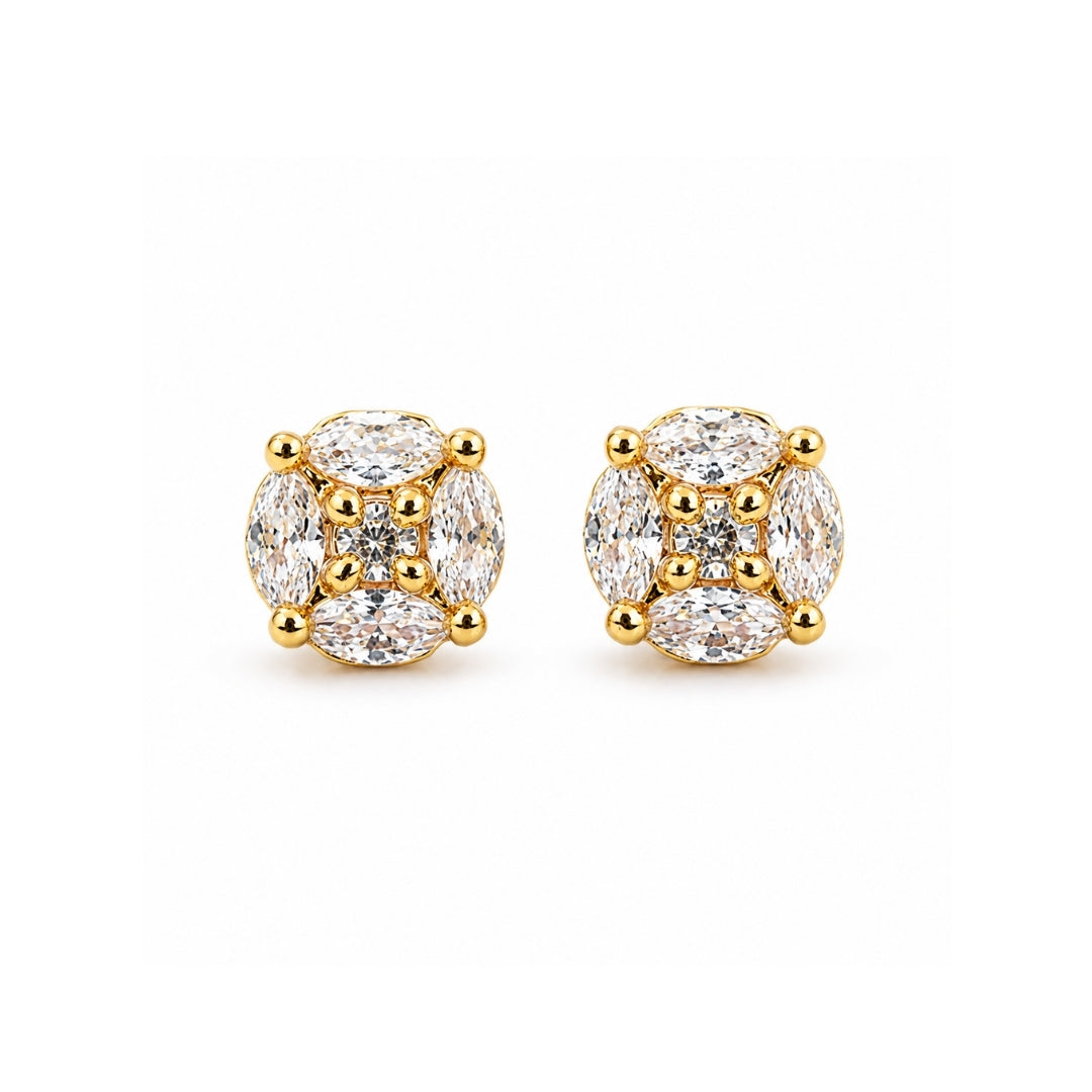 Miayaa Marquise Compass Crystal Cluster Stud Earrings - white background