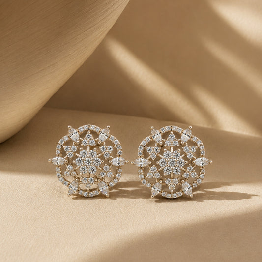 Miayaa Mandala Dreamcatcher Crystal Stud Earrings - lifestyle