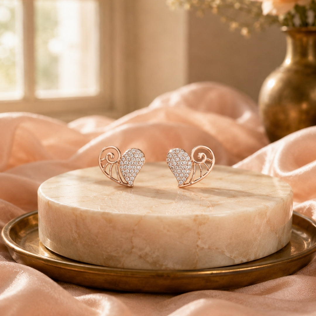 Miayaa Filigree Wing Heart Stud Earrings - lifestyle