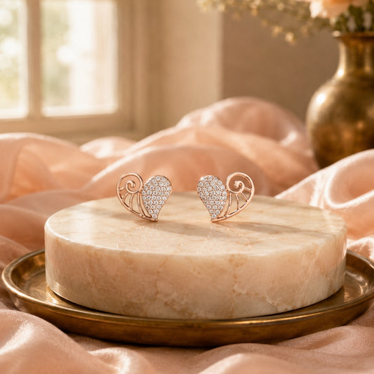 Miayaa Filigree Wing Heart Stud Earrings - lifestyle