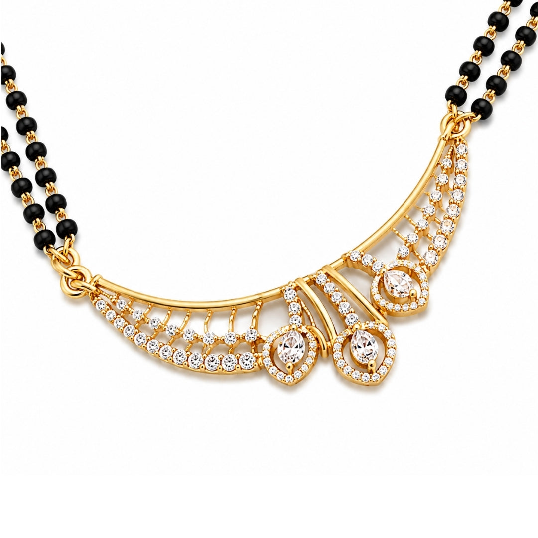Miayaa Crescent Arc Teardrop Mangalsutra - pendant detail
