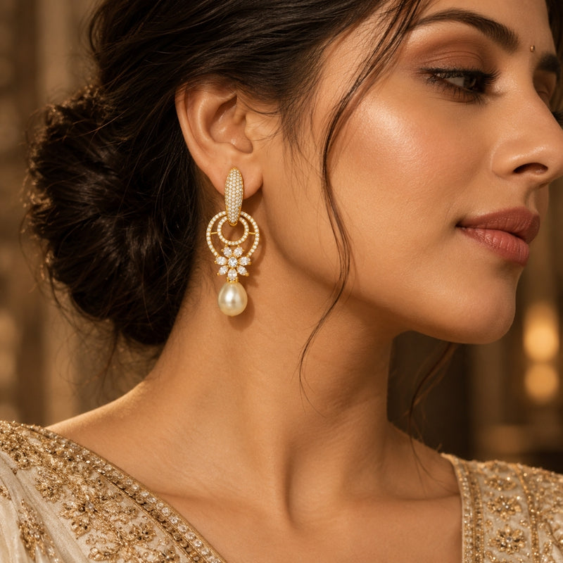 Miayaa Orb Pearl Drop Earrings