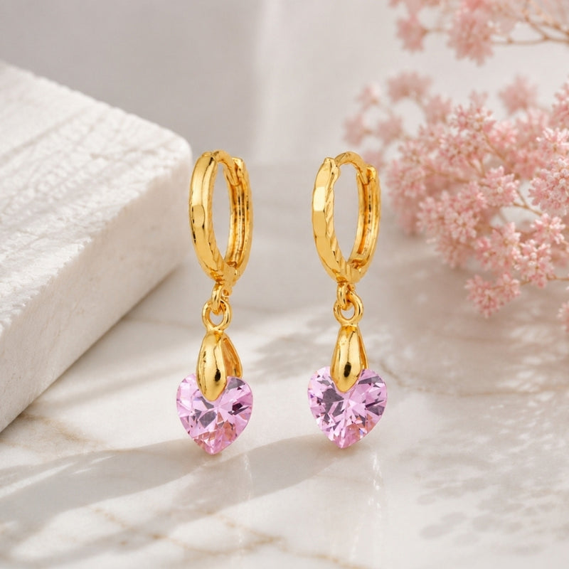 Miayaa Rose Heart Hoop Earrings