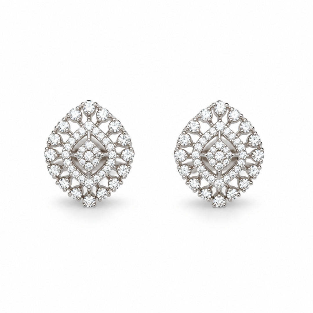 Miayaa Céleste Lattice Stud Earrings - white background front view pair