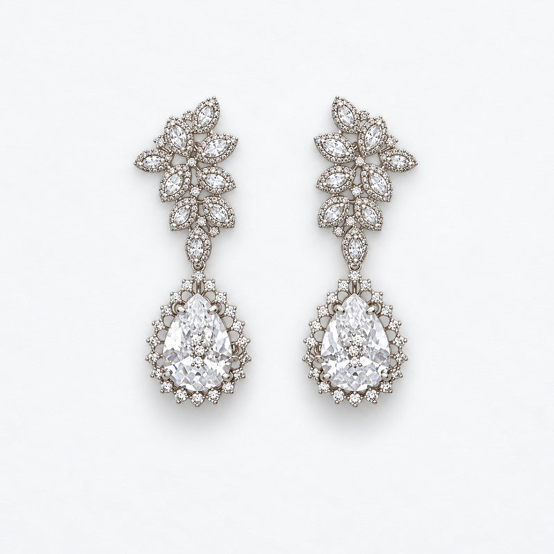 Miayaa Lotus Bloom Pear Drop Earrings