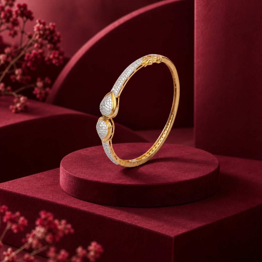 Miayaa Goutte Dorée Pavé Bangle - crimson lifestyle shot front view