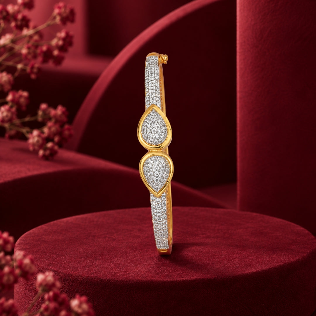 Miayaa Goutte Dorée Pavé Bangle - crimson lifestyle shot side profile