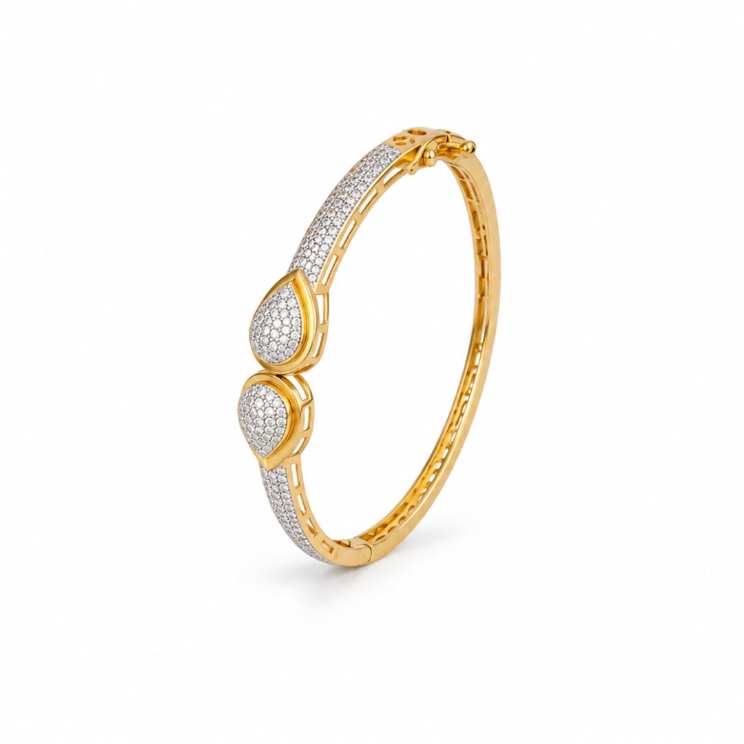 Miayaa Goutte Dorée Pavé Bangle - white background angled view