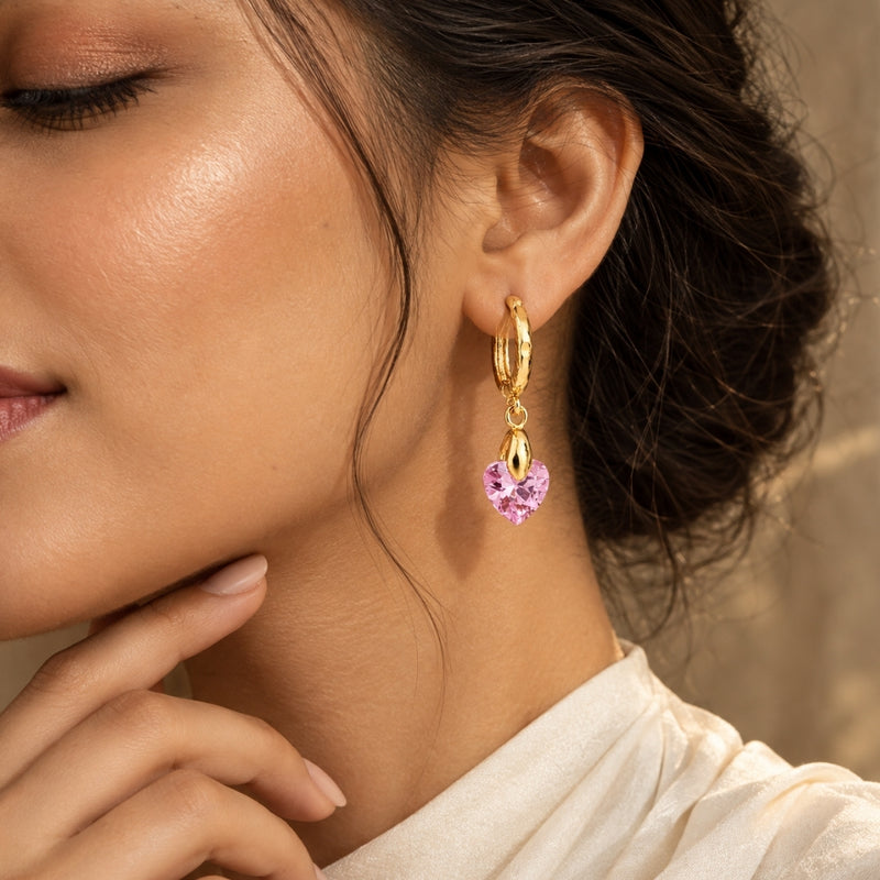 Miayaa Rose Heart Hoop Earrings