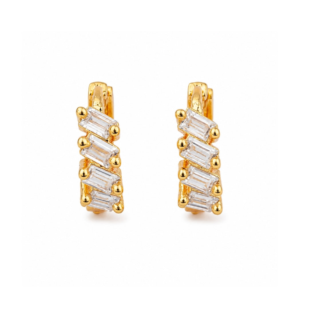 Miayaa Baguette Crystal Chunky Hoop Earrings white background