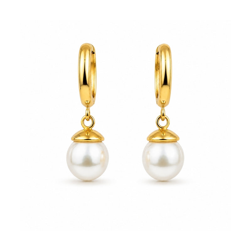 Miayaa Classic Pearl Drop Hoop Earrings