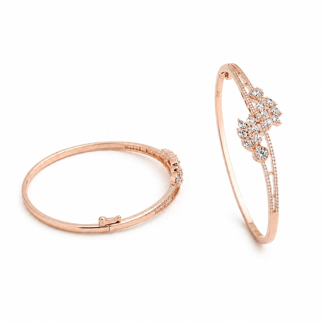 Miayaa Floral Vine Marquise Bangle rose gold double-angle white background