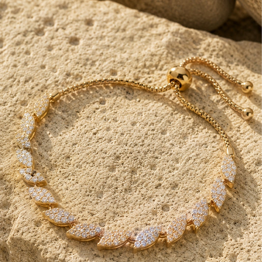 Miayaa Pavé Marquise Leaf Chain Adjustable Bracelet - lifestyle