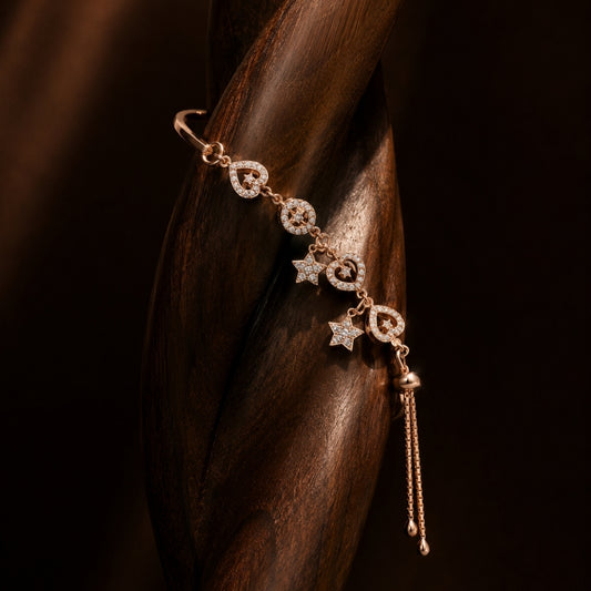 Miayaa Celestial Heart Star Tassel Threader Earring - lifestyle