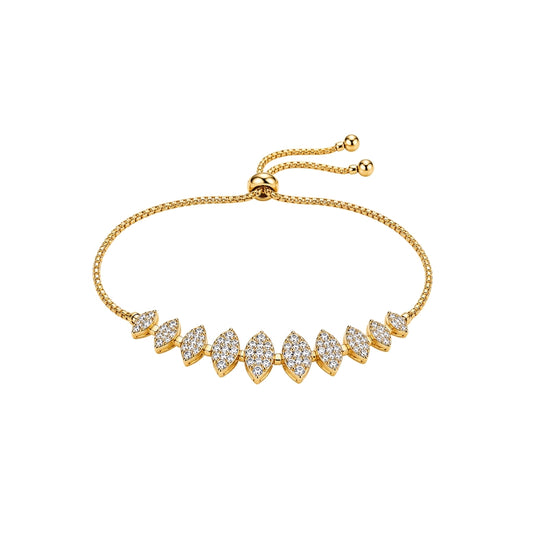 Miayaa Marquise Leaf Pavé Adjustable Bracelet - white background