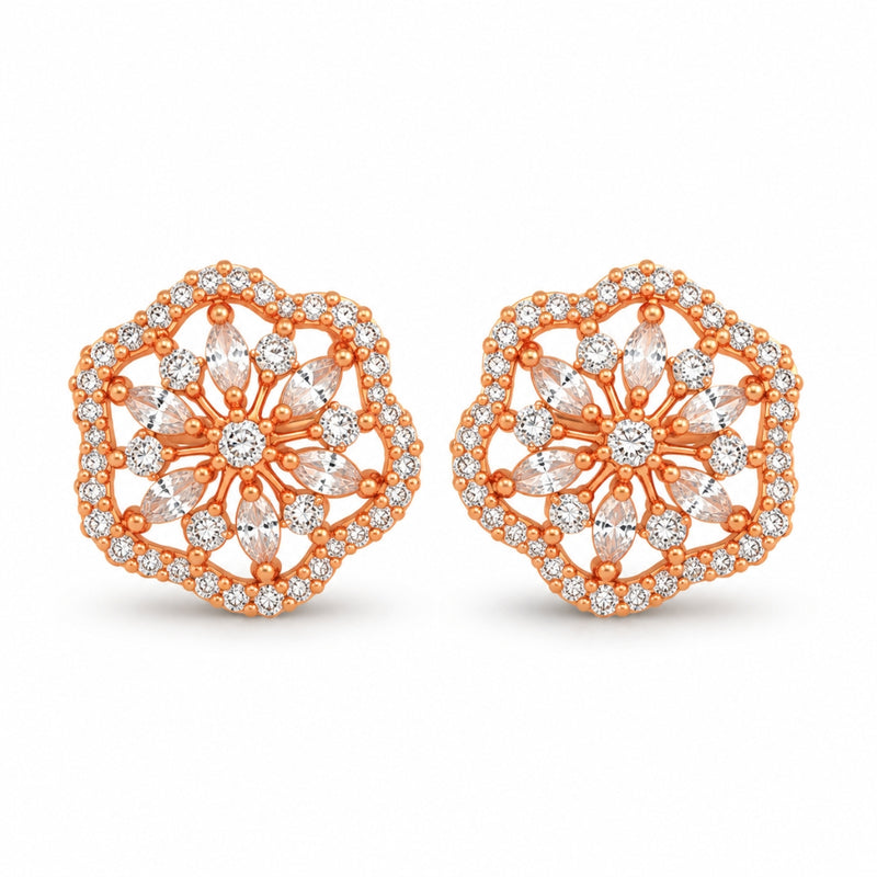 Miayaa Radiant Cushion Floral Stud Earrings