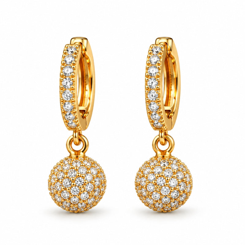 Miayaa Pavé Sphere Drop Hoop Earrings