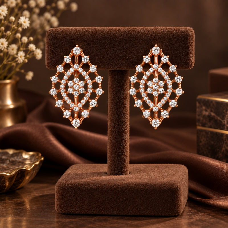 Miayaa Lattice Marquise Diamond Stud Earrings