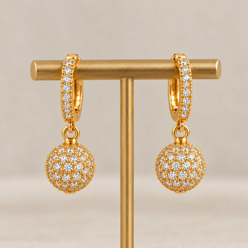 Miayaa Pavé Sphere Drop Hoop Earrings