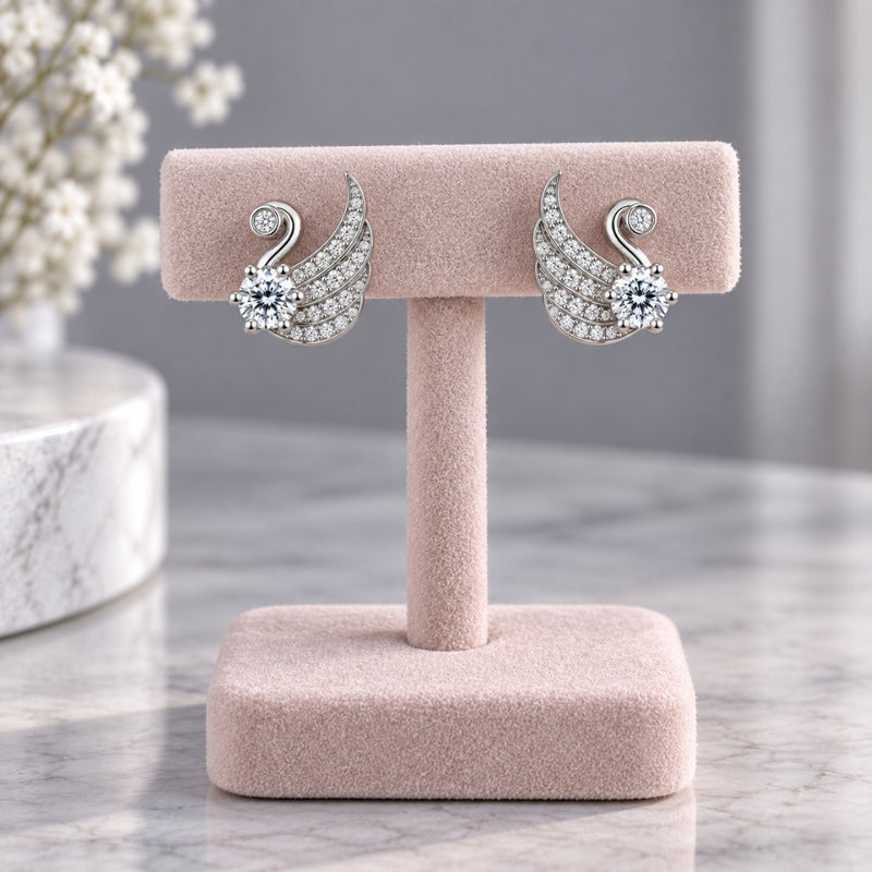 Miayaa Angel Wing Pavé Solitaire Stud Earrings