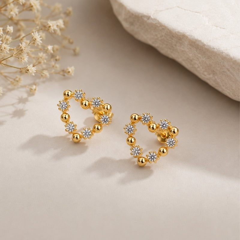 Miayaa Beaded Solitaire Heart Stud Earrings