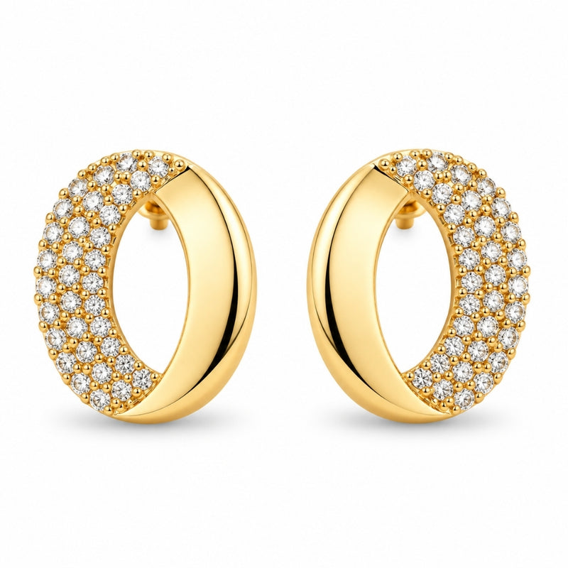 Miayaa Lumière Chunky Pavé Oval Hoops