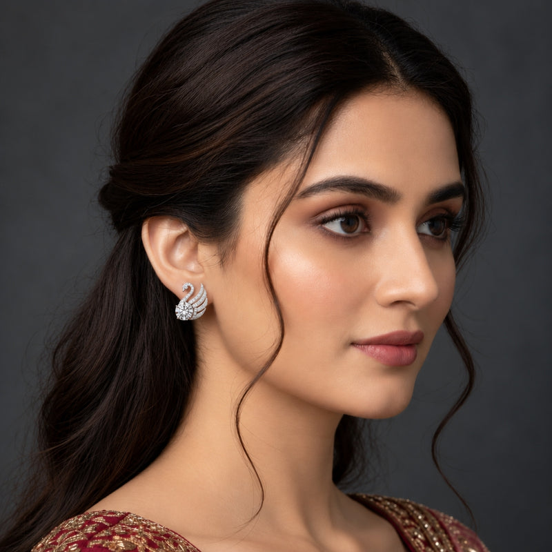 Miayaa Angel Wing Pavé Solitaire Stud Earrings