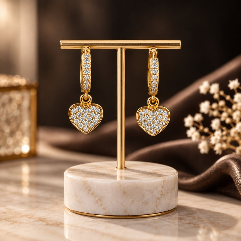Miayaa Amour Pavé Heart Charm Hoops