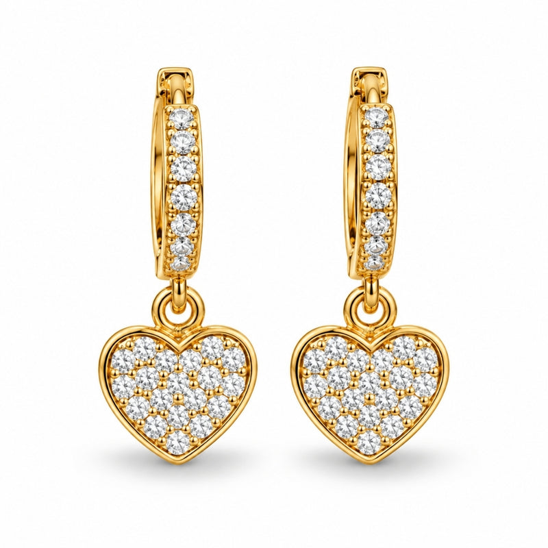 Miayaa Amour Pavé Heart Charm Hoops