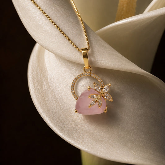 Miayaa Blossom Heart Butterfly Pendant Necklace