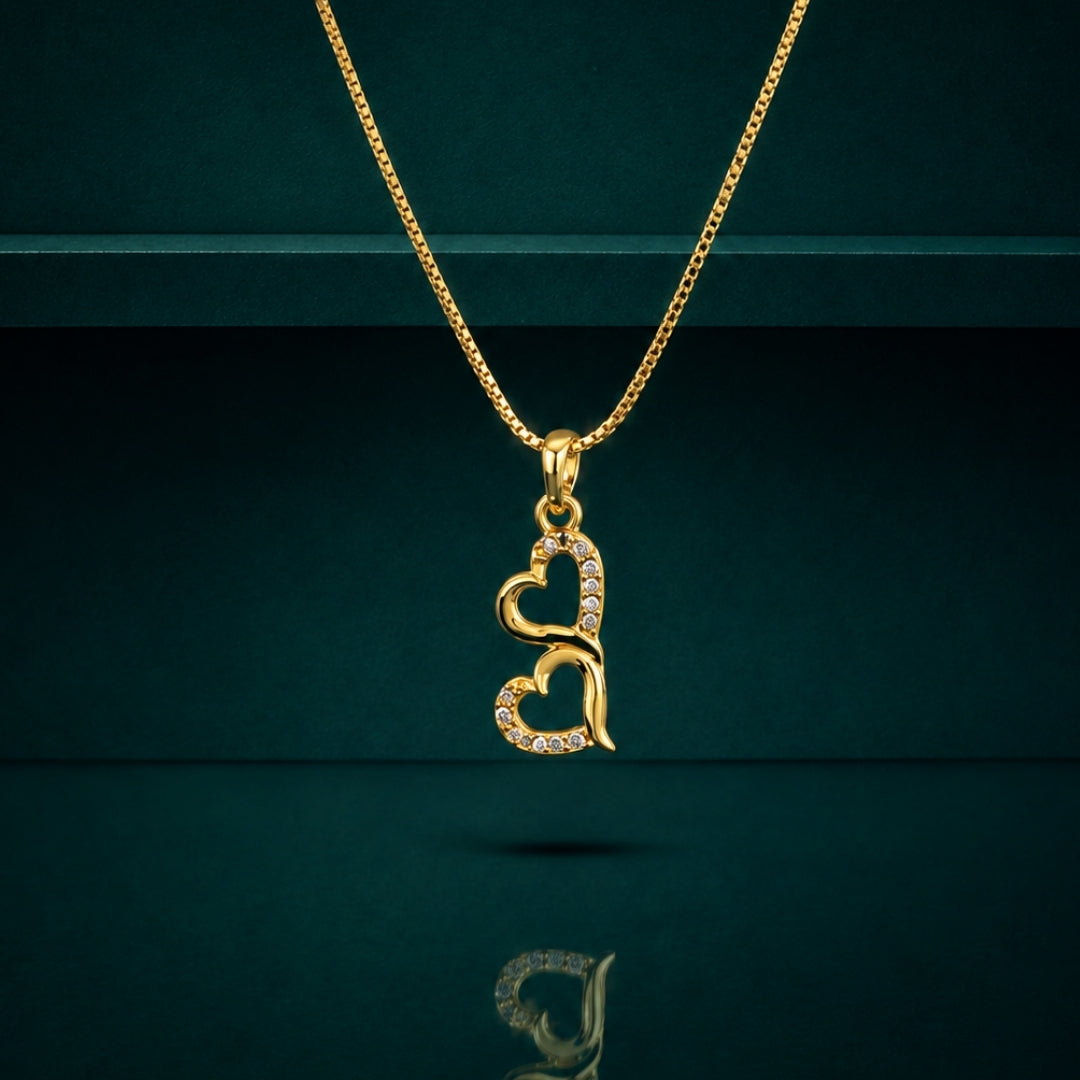 Miayaa Twin Hearts Pavé Pendant Necklace