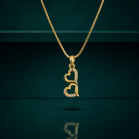 Miayaa Twin Hearts Pavé Pendant Necklace