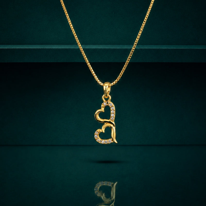 Miayaa Twin Hearts Pavé Pendant Necklace