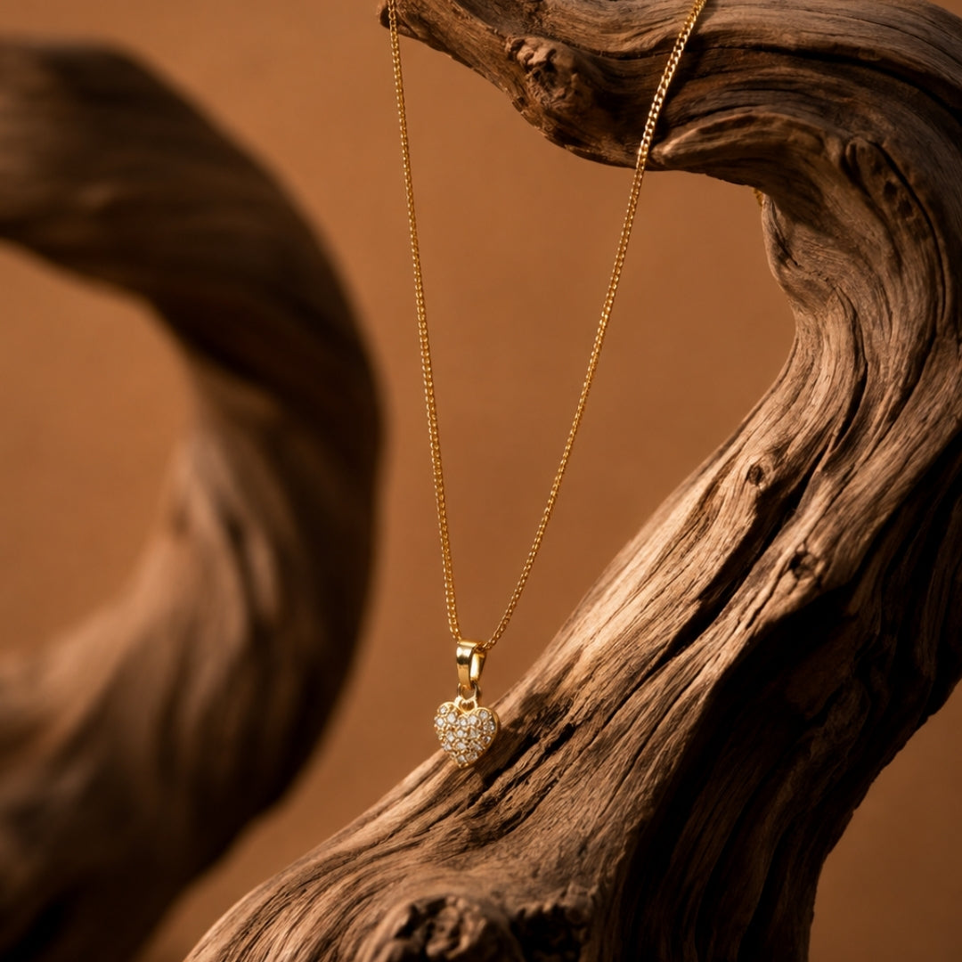 Miayaa Amour Pavé Heart Charm Necklace