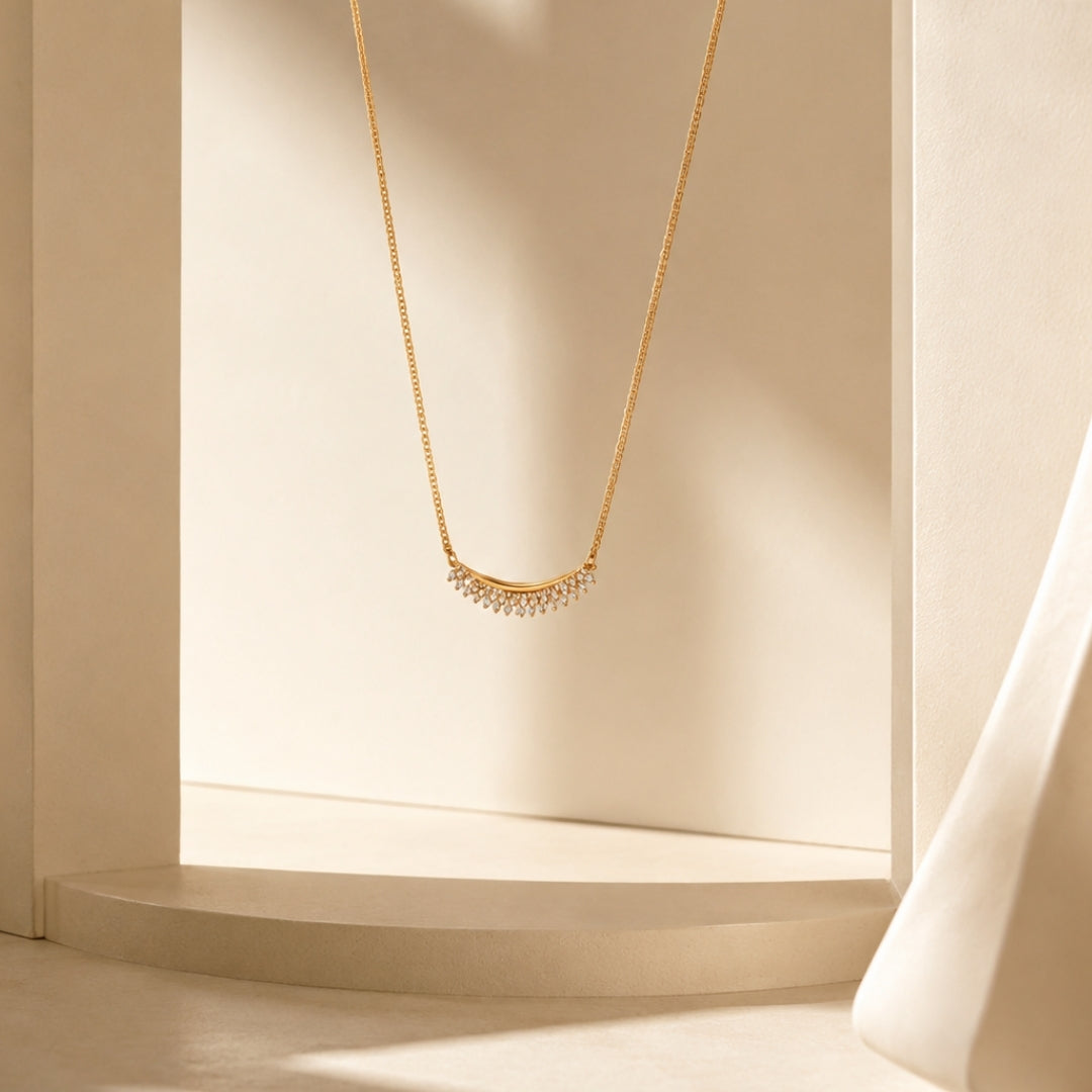 Miayaa Crystal Fringe Arc Necklace