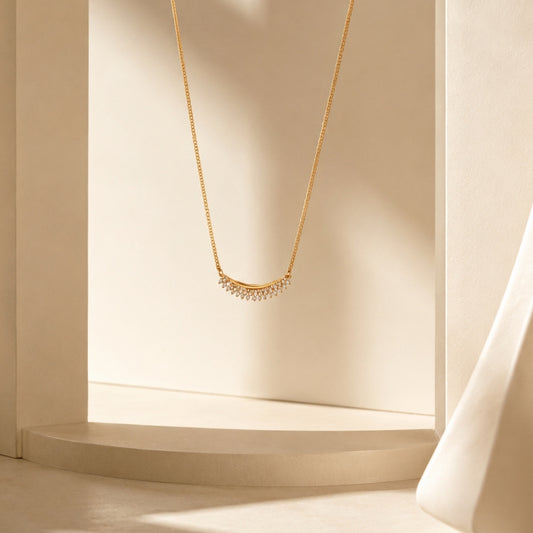 Miayaa Crystal Fringe Arc Necklace