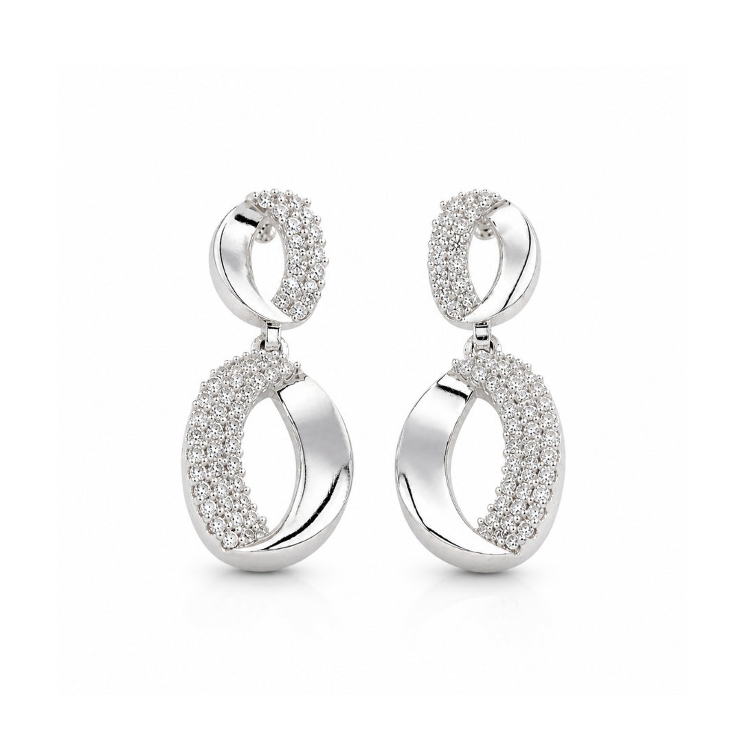 Miayaa Twisted Oval Pavé Drop Earrings - white background
