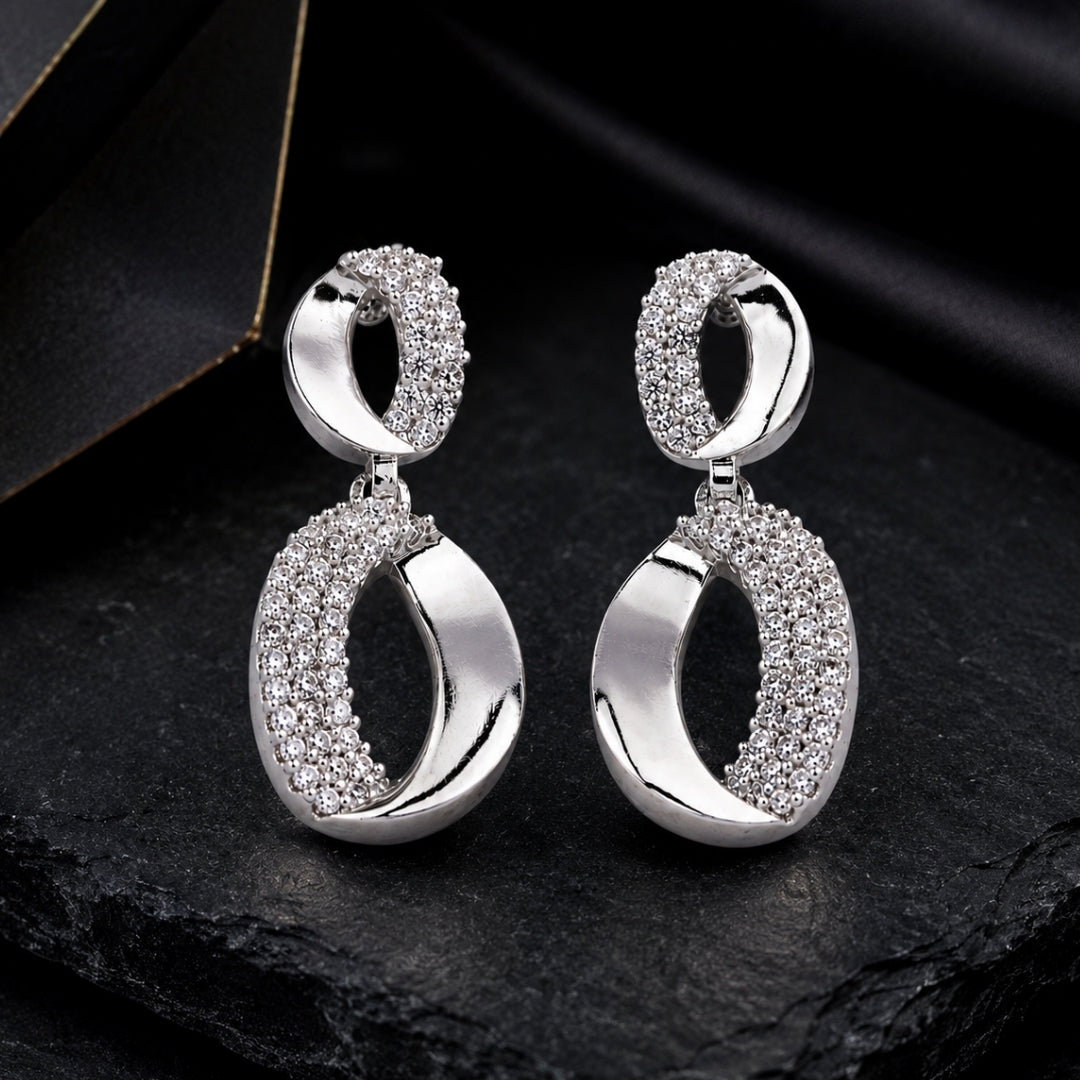 Miayaa Twisted Oval Pavé Drop Earrings - lifestyle shot