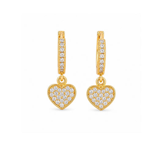 Miayaa Amour Pavé Heart Charm Hoops - white background