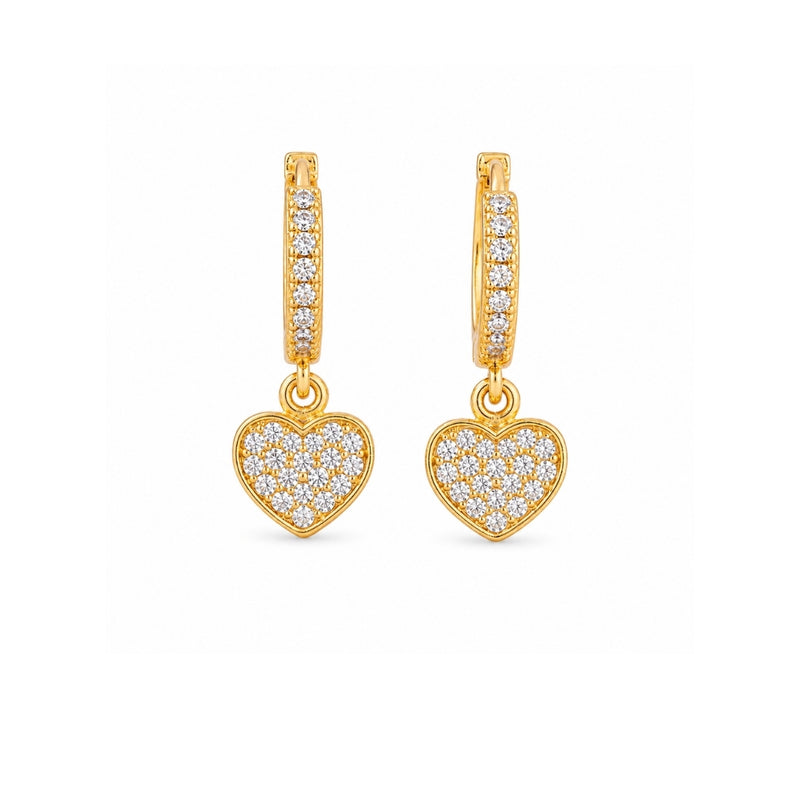 Miayaa Amour Pavé Heart Charm Hoops