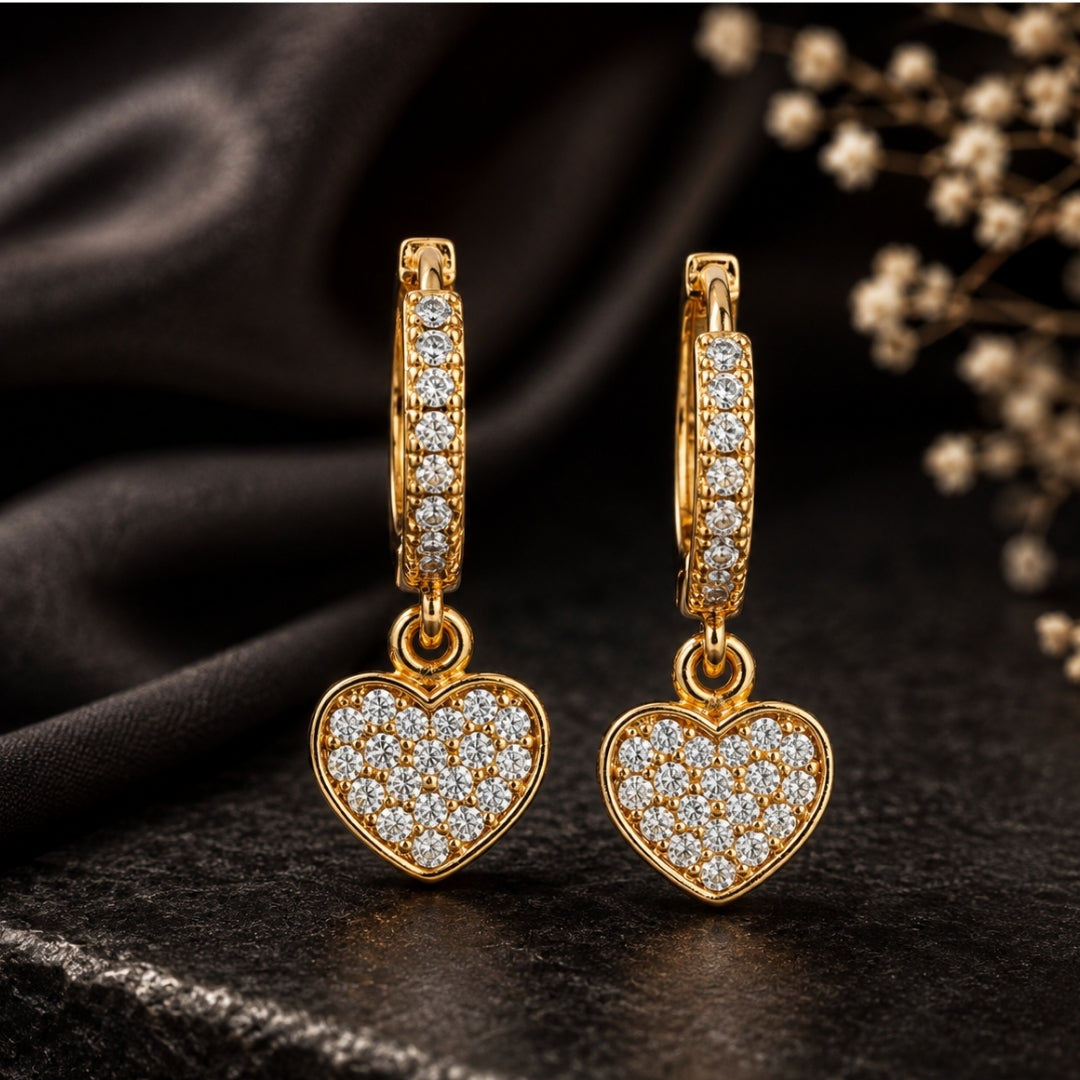 Miayaa Amour Pavé Heart Charm Hoops - lifestyle shot