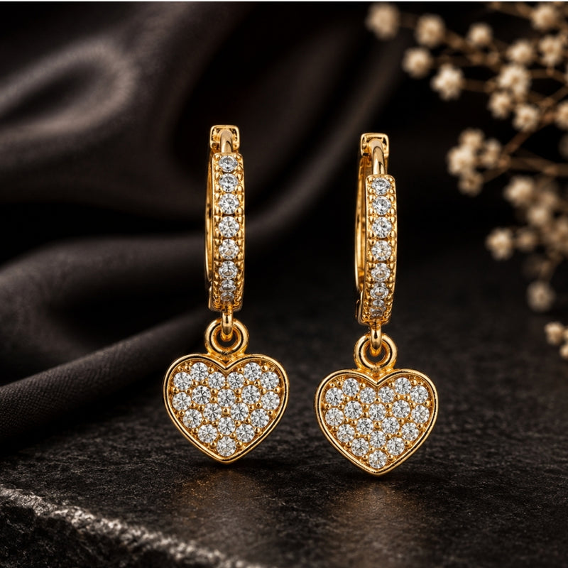 Miayaa Amour Pavé Heart Charm Hoops
