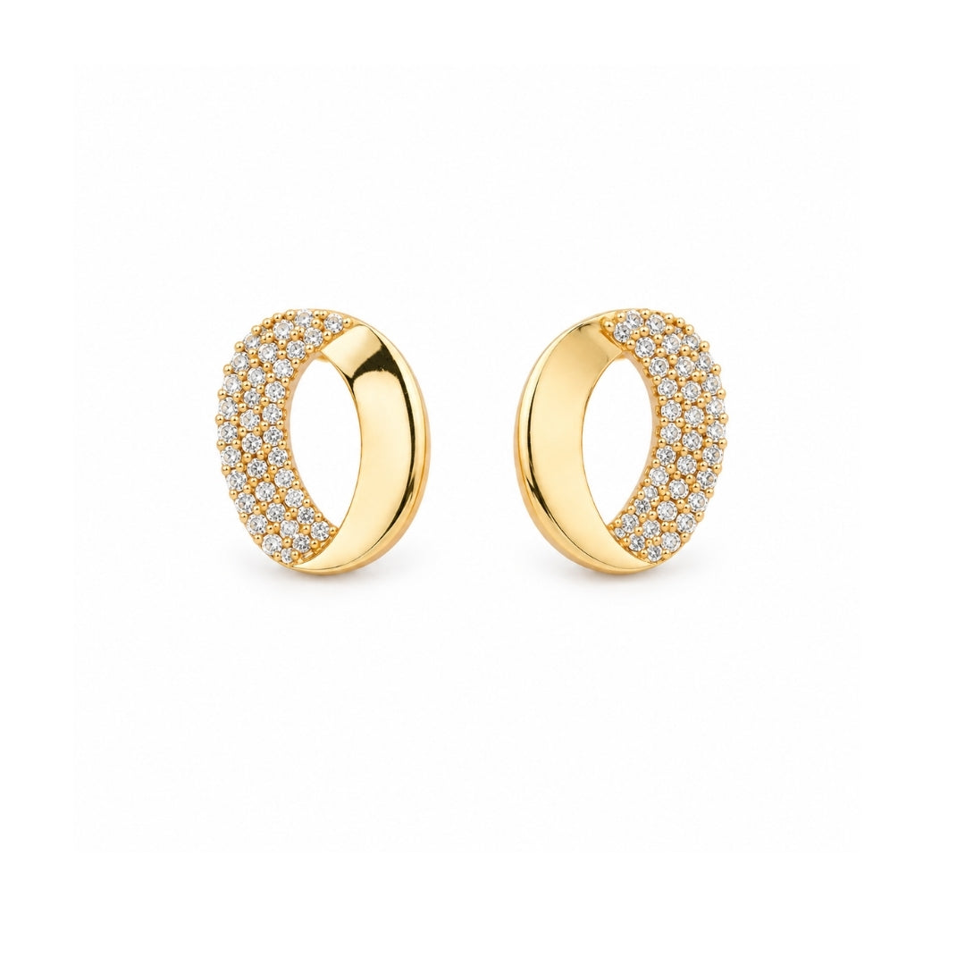 Miayaa Lumière Chunky Pavé Oval Hoops - white background