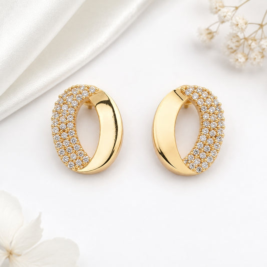 Miayaa Lumière Chunky Pavé Oval Hoops - lifestyle shot