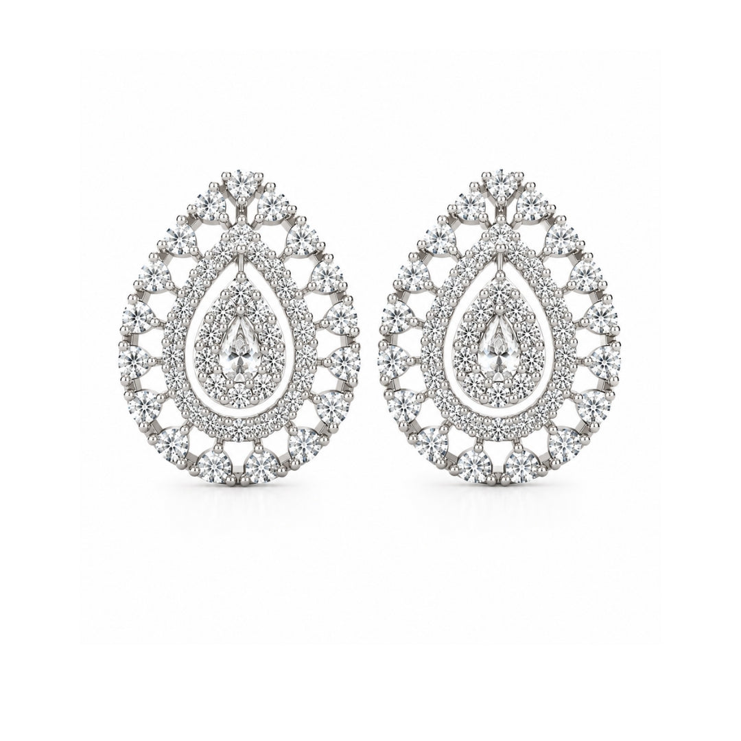 Miayaa Royal Lace Teardrop Stud Earrings - white background