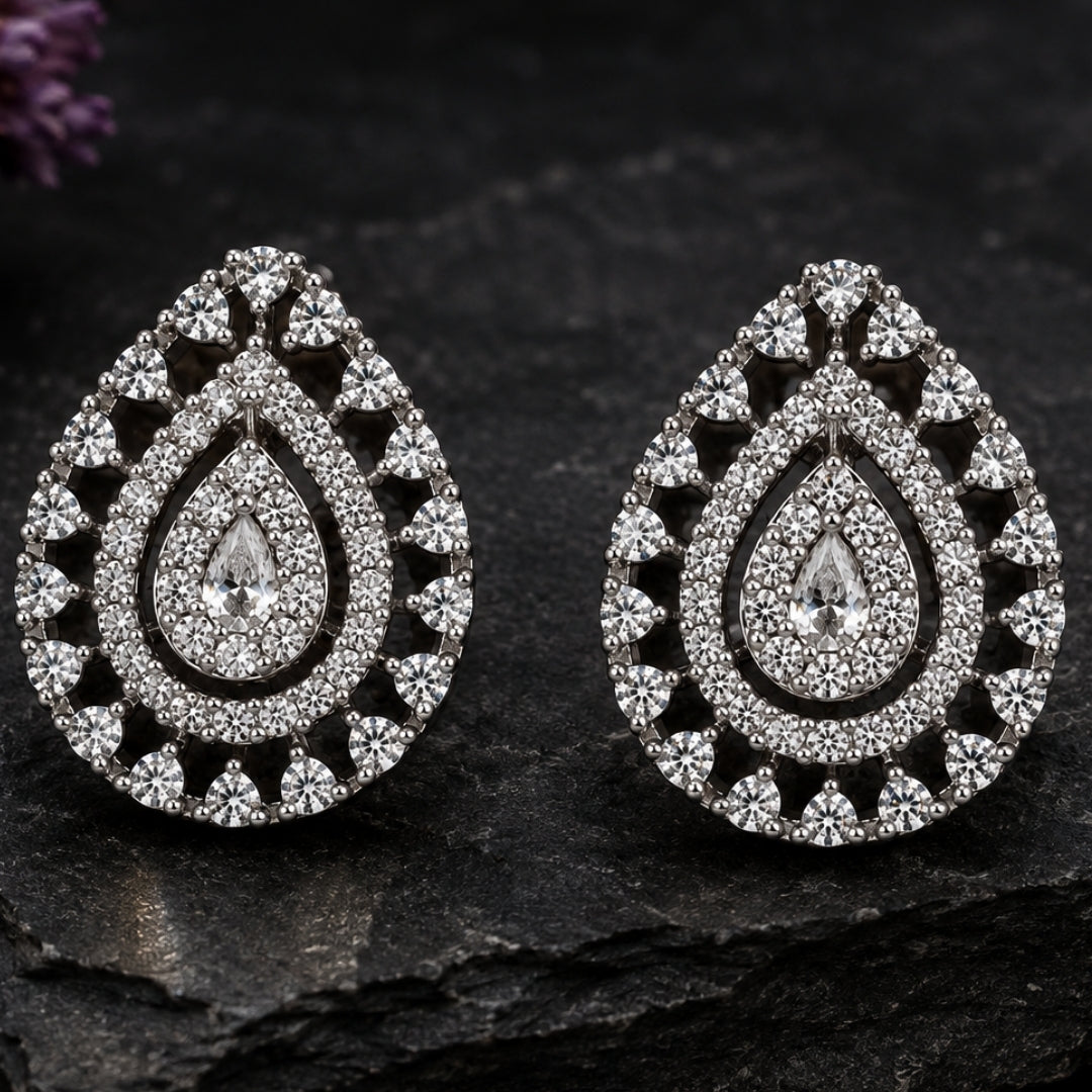 Miayaa Royal Lace Teardrop Stud Earrings - lifestyle shot
